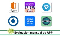iconos de apps: ebiblio, tg connect, amazon prime video, eldiario.es, piano academy y entreno