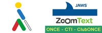 Logo Grupo Social ONCE, Jaws y Zoomtext. Logo Grupo Social ONCE, Jaws y Zoomtext.