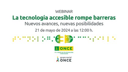 Cartel con título del webinar "la tecnología rompe barreras" Cartel con título del webinar "la tecnología rompe barreras"
